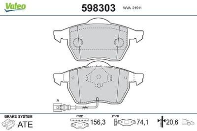 Juego de balatas de freno VALEO 598303