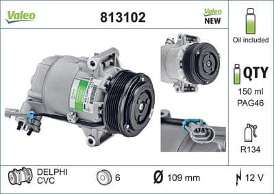 Compresor, aire acondicionado VALEO 813102