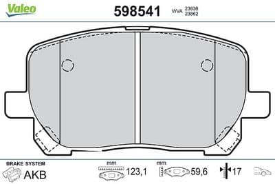 Juego de balatas de freno VALEO 598541