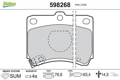 Juego de balatas de freno VALEO 598268