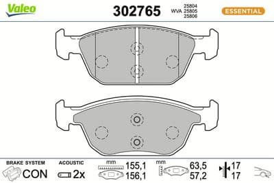Juego de balatas de freno VALEO 302765