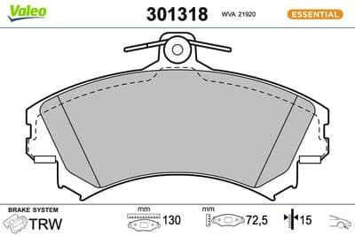 Juego de balatas de freno VALEO 301318
