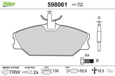 Juego de balatas de freno VALEO 598061