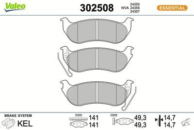 Juego de balatas de freno VALEO 302508