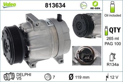 Compresor, aire acondicionado VALEO 813634