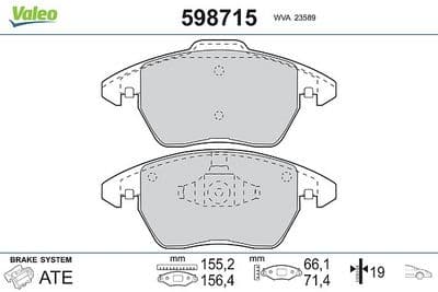 Juego de balatas de freno VALEO 598715