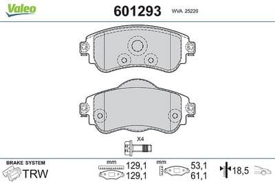 Juego de balatas de freno VALEO 601293