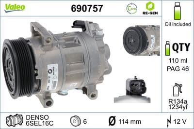 Compresor, aire acondicionado VALEO 690757
