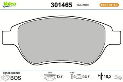 Juego de balatas de freno VALEO 301465