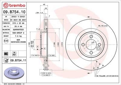 Disco de freno BREMBO 09.B754.10