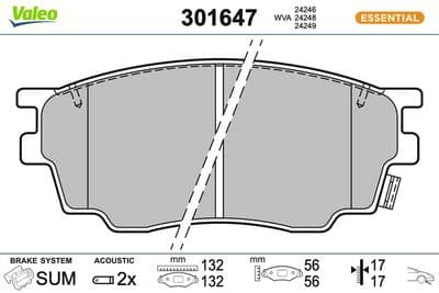 Juego de balatas de freno VALEO 301647