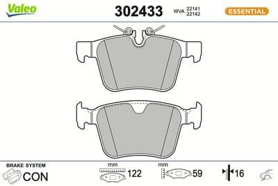 Juego de balatas de freno VALEO 302433