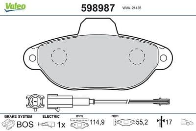 Juego de balatas de freno VALEO 598987