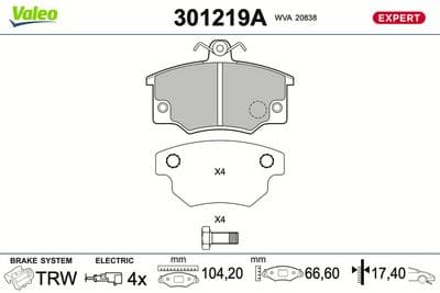 Juego de balatas de freno VALEO 301219A