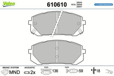 Juego de balatas de freno VALEO 610610