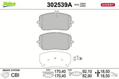 Juego de balatas de freno VALEO 302539A