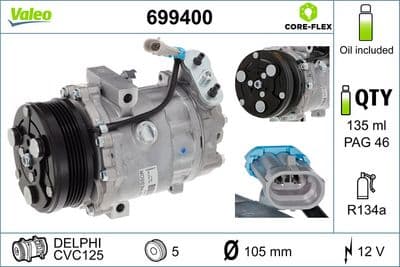 Compresor, aire acondicionado VALEO 699400