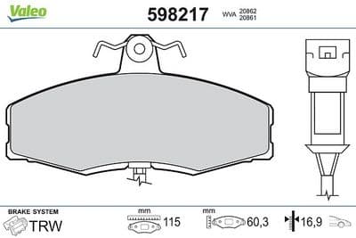 Juego de balatas de freno VALEO 598217