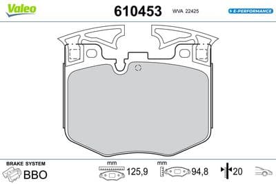 Juego de balatas de freno VALEO 610453