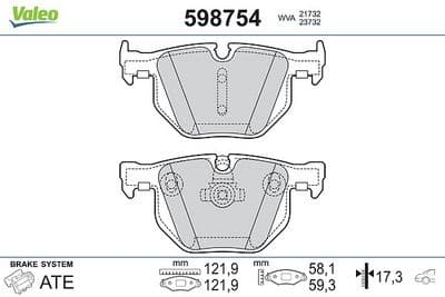 Juego de balatas de freno VALEO 598754