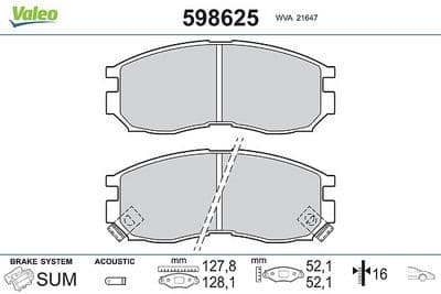 Juego de balatas de freno VALEO 598625
