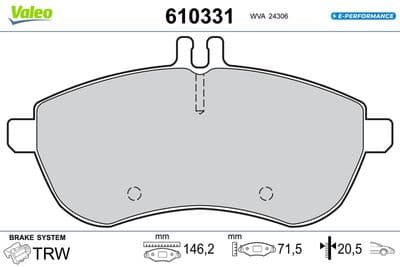 Juego de balatas de freno VALEO 610331