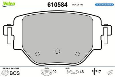 Juego de balatas de freno VALEO 610584