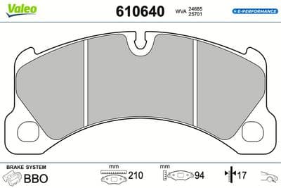 Juego de balatas de freno VALEO 610640