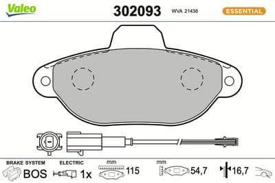 Juego de balatas de freno VALEO 302093