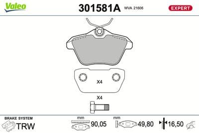 Juego de balatas de freno VALEO 301581A
