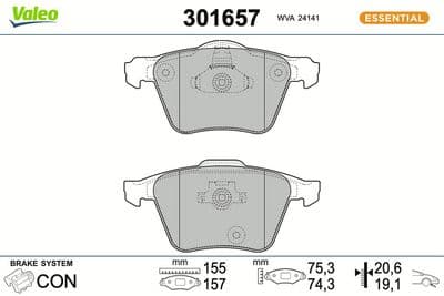 Juego de balatas de freno VALEO 301657
