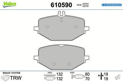Juego de balatas de freno VALEO 610590