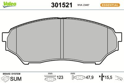 Juego de balatas de freno VALEO 301521