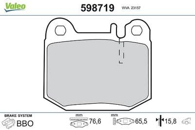 Juego de balatas de freno VALEO 598719