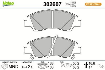 Juego de balatas de freno VALEO 302607