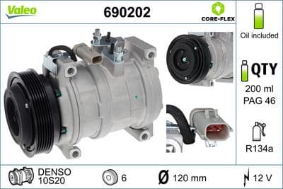 Compresor, aire acondicionado VALEO 690202