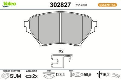 Juego de balatas de freno VALEO 302827