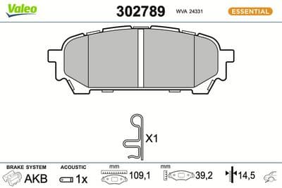 Juego de balatas de freno VALEO 302789
