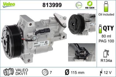 Compresor, aire acondicionado VALEO 813999