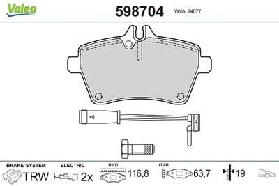 Juego de balatas de freno VALEO 598704