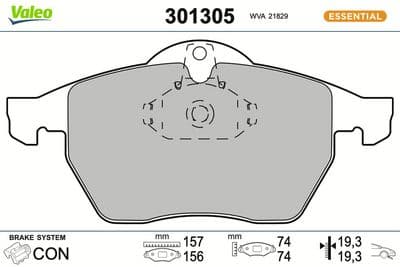 Juego de balatas de freno VALEO 301305