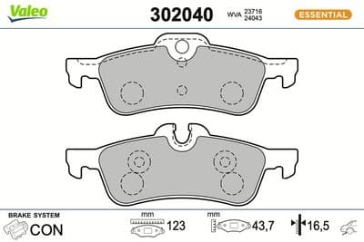 Juego de balatas de freno VALEO 302040