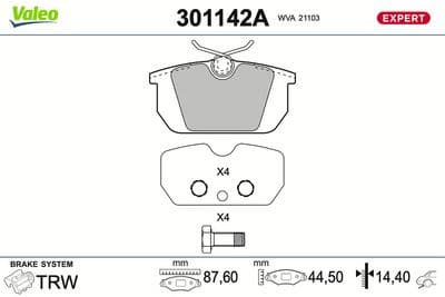 Juego de balatas de freno VALEO 301142A
