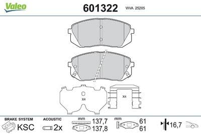 Juego de balatas de freno VALEO 601322