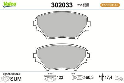 Juego de balatas de freno VALEO 302033