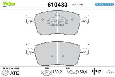 Juego de balatas de freno VALEO 610433