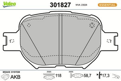 Juego de balatas de freno VALEO 301827