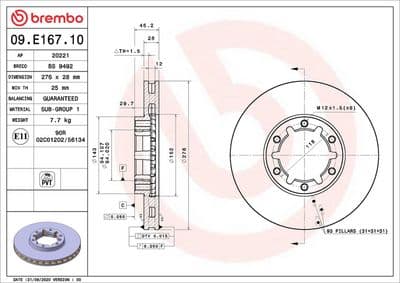 Disco de freno BREMBO 09.E167.10