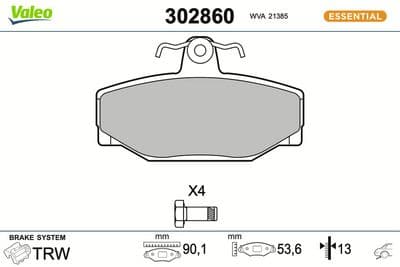 Juego de balatas de freno VALEO 302860