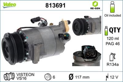 Compresor, aire acondicionado VALEO 813691
